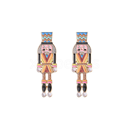 Cartoon Soldier Shape Alloy Enamel Stud Earrings FS-WGA682D-06-1