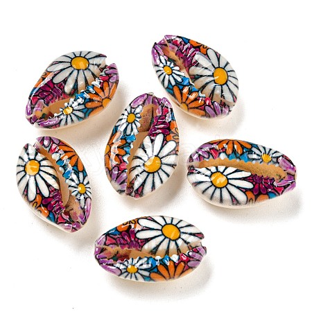 Printed Natural Shell Beads BSHE-G037-01H-1
