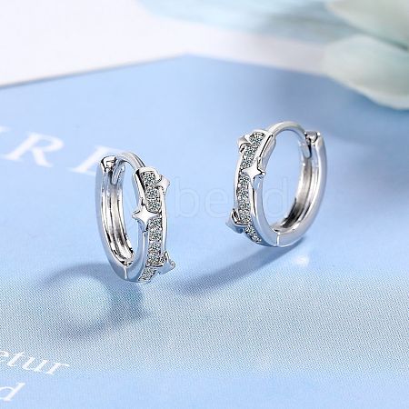 Brass Micro Pave Clear Cubic Zirconia Hoop Earrings FS-WG5E6AE-01-1