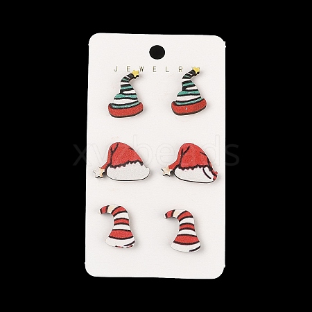 Christmas Theme Stud Earrings Set EJEW-U016-05P-04-1