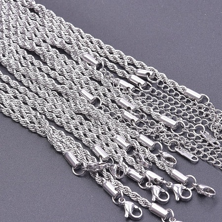 304 Stainless Steel Rope Chain Necklaces HK1037-1-1