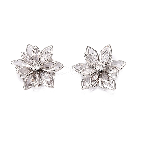 Acrylic Rhinestone Flower Flat Back Cabochons X-RSB027-06-1