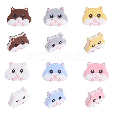 12Pcs 6 Styles Hamster Silicone Beads JX650A-1