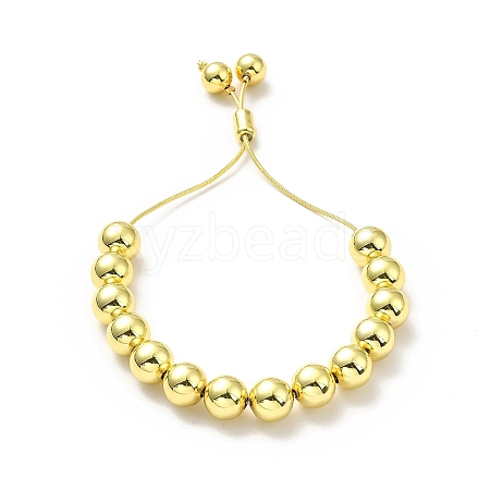 Rack Plating Brass Round Bead Slider Bracelets for Women BJEW-M232-01G-D-1