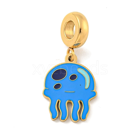 Ion Plating(IP) 304 Stainless Steel Enamel European Dangle Charms STAS-U005-33G-01-1