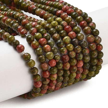 Natural Unakite Beads Strands G-G143-A04-01-1