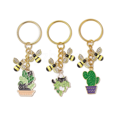 3Pcs 3 Styles Alloy Enamel Pendant Keychain KEYC-JKC00981-1