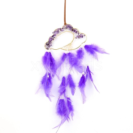 Wire Wrapped Natural Amethyst Chip Cloud with Tree of Life Hanging Ornaments PW-WG10554-02-1