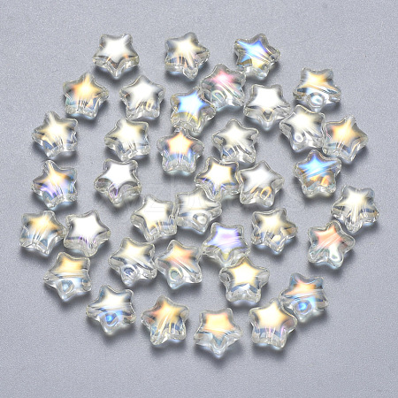 Transparent Spray Painted Glass Beads GLAA-R211-04-G04-1
