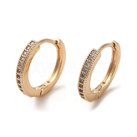 Brass Micro Pave Cubic Zirconia Hoop Earrings EJEW-C073-20KCG-1