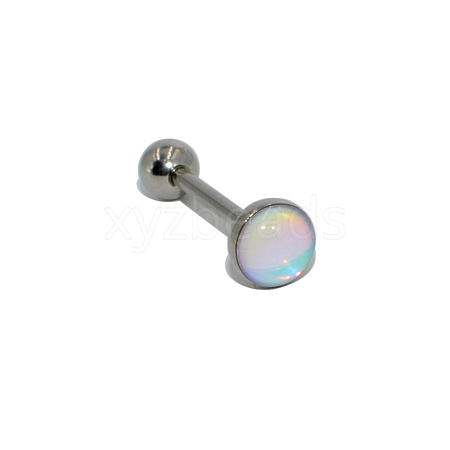 304 Stainless Steel Enamel Flat Round Straight Barbell Piercing Tongue Rings for Women Men WG3BA20-03-1