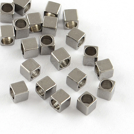 Tarnish Resistant 201 Stainless Steel Cube Spacer Beads STAS-S040-10-1