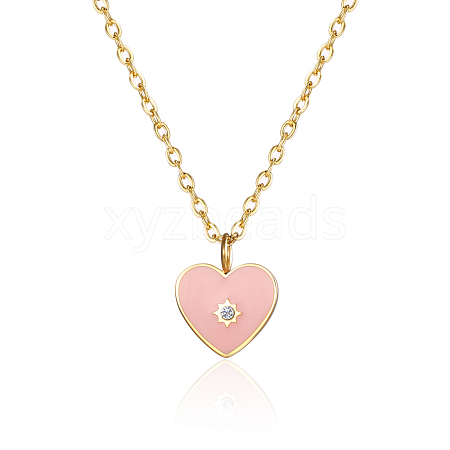 Pink Heart Pendant Necklaces for Women UK9775-1-1