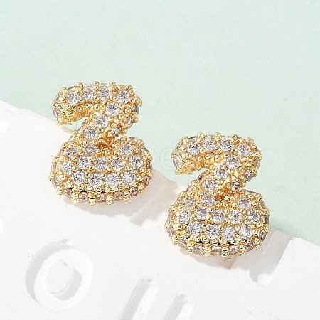 Brass Micro Pave Cubic Zirconia Stud Earrings EJEW-Z091-04G-Z-1