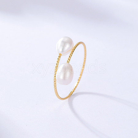 Natural Pearl Teardrop Cuff Rings HF2251-1