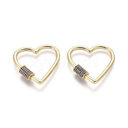 Brass Micro Pave Cubic Zirconia Screw Carabiner Lock Charms ZIRC-I031-11G-04-1