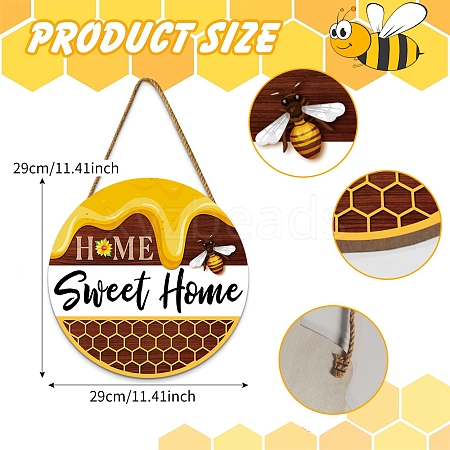 Bees & Word Wood Pendant Decoration PW-WG60082-01-1