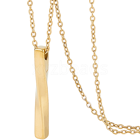 304 Stainless Steel Twisted Rectangle Pendant Urn Ashes Necklaces NJEW-WH0036-029G-1