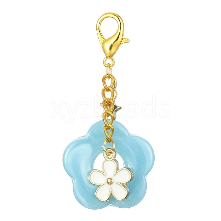 Acrylic Flower Pendants Decorations HJEW-JM01314-08-1