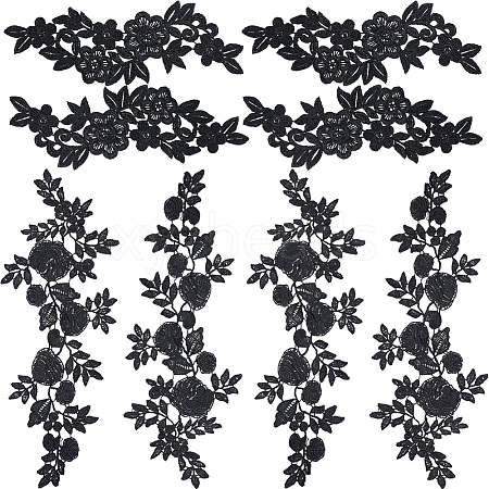 Gorgecraft 4 Pairs 2 Style Flower Polyester Embroidery Cloth Iron on/Sew on Appliques DIY-GF0008-83-1