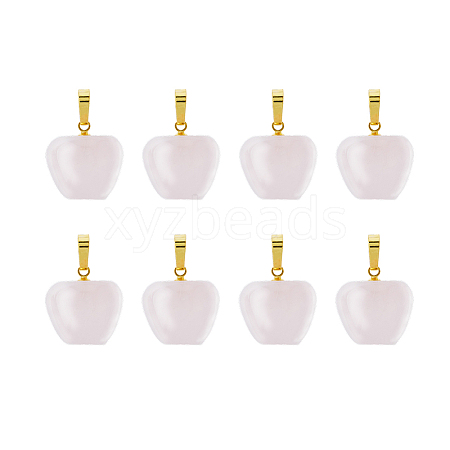 8Pcs Natural Rose Quartz Teacher Apple Charms G-FI0001-26-1