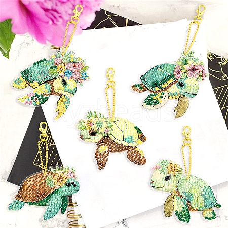 DIY Diamond Painting Turtle Keychain Kit PW-WGA1302-01-1