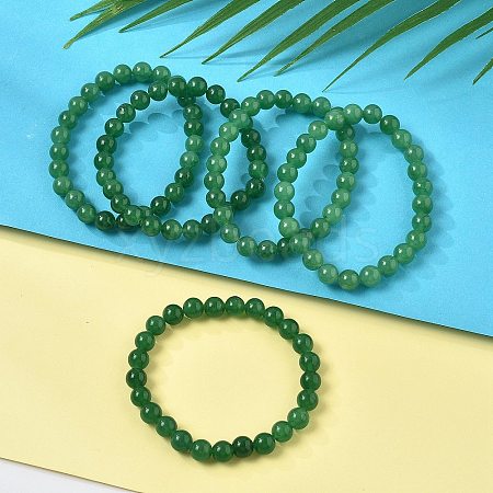 Natural Malaysia Jade Bead Stretch Bracelets X-BJEW-K212-B-013-1