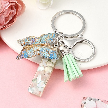 Resin & Acrylic & Faux Suede Tassel Keychain KEYC-YW00126-09-1