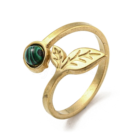 304 Stainless Steel with Synthetic Malachite Ring RJEW-Z031-01G-03-1