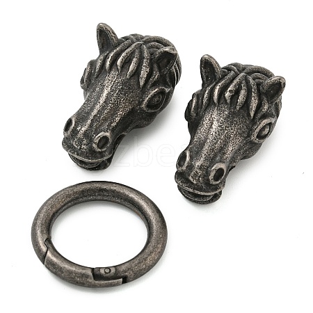 Tibetan Style 304 Stainless Steel Spring Gate Rings FIND-Z046-02AS-03-1