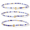 Boho Round Brass and Glass Seed Beaded Stretch Stackable Bracelet Sets BP2363-6-1