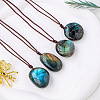 Nuggets Natural Labradorite Pendant Adjustable Cord Necklaces FS-WG568C8-01-1