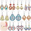 Teardrop/Flower DIY Diamond Painting Earring Kits DIAM-PW0010-35C-1