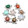 Tortoise Platinum Plated Brass Natural & Synthetic Mixed Stone Pendants G-F228-19-RS-1