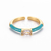 Brass Enamel Cuff Rings RJEW-T016-29-NF-2