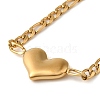 304 Stainless Steel Figaro Chain Heart Link Bracelets for Women BJEW-K237-10G-2