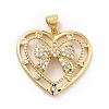 Rack Plating Brass Micro Pave Clear Cubic Zirconia Pendants ZIRC-F129-42G-1