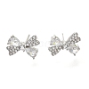 Brass Cubic Zirconia Stud Earrings EJEW-M048-04P-1