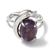 Natural Amethyst Oval with Dolphin Adjustable Ring G-Z031-01P-19-2