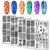 Stainless Steel DIY Nail Art Templates MRMJ-WH0098-002-1