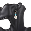 Synthetic Turquoise & Shell Leverback Earrings EJEW-JE06880-2
