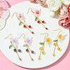 3 Pairs Acrylic & Brass Dangle Earrings for Women EJEW-TA00566-2