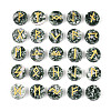 Brass Elder Futhark Alphabet Engraved Symbol Flat Round Natural Green Spot Jasper Rune Stones G-I373-01N-1