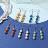 Dyed Nature Lava Rock Round Beaded Dangle Earrings for Women EJEW-JE05636-2