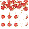 12Pcs Brass & Glass Imitation Cat Eye Round Charms PALLOY-TAC0237-05-1