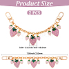 2Pcs Alloy Enamel Pink and Plum Strawberry Charm Cable Chain Bag Decorative Chains HJEW-BBC0001-30-2