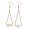 304 Stainless Steel with Natural Quartz Crystal Dangle Earrings EJEW-JE06010-09-1