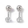 Anti-Tarnish Rhodium Plated 999 Sterling Silver Cubic Zirconia Cartilage Earrings for Women EJEW-S215-28P-1