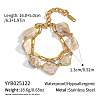 Natural Shell Nuggets Beaded 304 Stainless Steel Chain 2-Strand Bracelets HU1137-2-1
