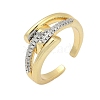 Brass Micro Pave Cubic Zirconia Open Cuff Ring for Women RJEW-F177-03GP-06-2